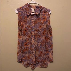 H&M Floral Button Down Tank Size 14